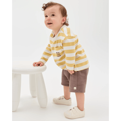 Baby Organic Cotton French Terry Shorts - Iron Brown