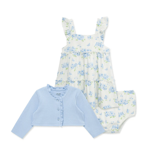 Hydrangea Knit Dress & Cardigan Set w/ Panty (12M-24M)