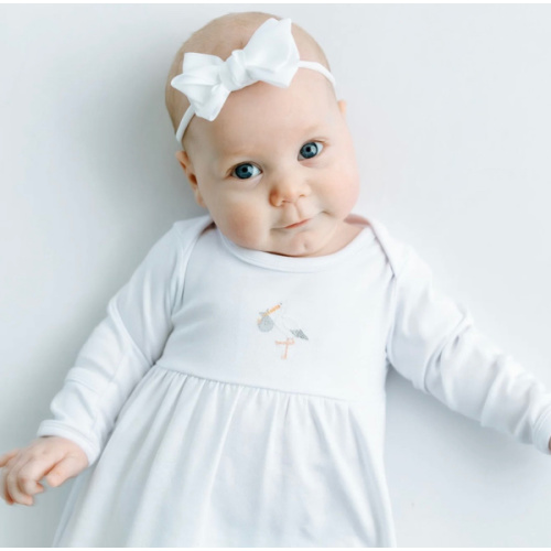 Vintage Stork Gathered Gown - White – Magnolia Baby