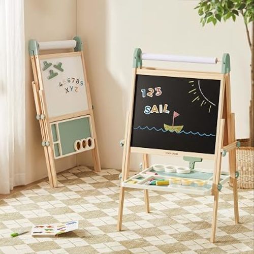 Tiny Land Foldable Wooden Kids Easel with Magnetic Letters & Numbers