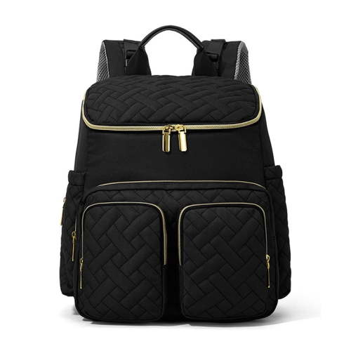 Diaper Backpack,Mummy Bag HopePow Large Capacity Baby Bag Travel Backpack with Zipper Wipe Pocket 4 Insulated Milk Bottle Pockets Stroller Straps,Baby Shower Gifts Diaper Bag Backpack for Women,Black
