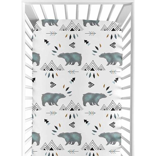 Baby or Toddler Fitted Crib Sheet for Bear Mountain Watercolor Collection by Sweet Jojo Designs