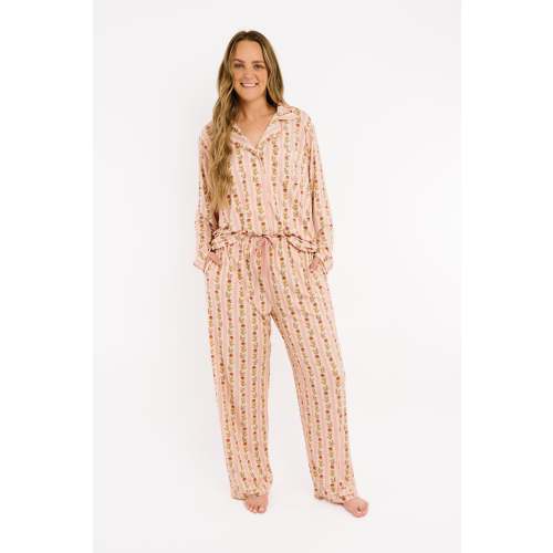 Vintage Floral Stripe Women's Bamboo Set