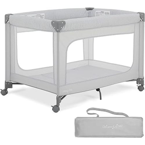 Dream On Me EZGo Portable Playard in Grey, Compact Easy to Fold and Travel Baby Playard, Breathable Mesh Sides, Carry Bag Included