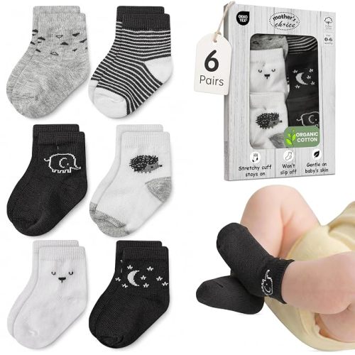 Organic Cotton Blend 6 Cotton Baby Sock 0-6M Shower Registry Gift