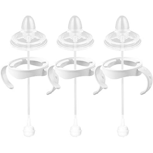 Sippy Cup Conversion Kit for Philips Avent Natural Baby Bottles, Soft Straw top and Weighted Straw Transition Kit with Handles for Kids, Pack of 3