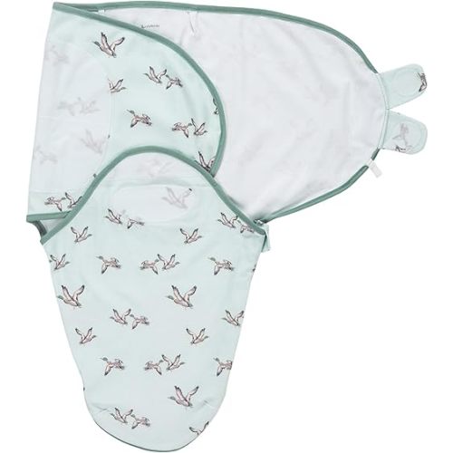 LollyBanks 100% Organic Cotton Newborn Swaddle Sack for Boys and Girls, Soft Baby Sleep Sack 3-6 Months with Easy Zipper, Breathable Infant Swaddle, Newborn Essentials (Mallard Duck Print)