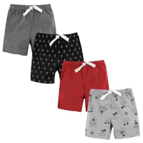 Hudson Baby Boy Shorts Bottoms 4-Pack, Pirate, 0-3 Months