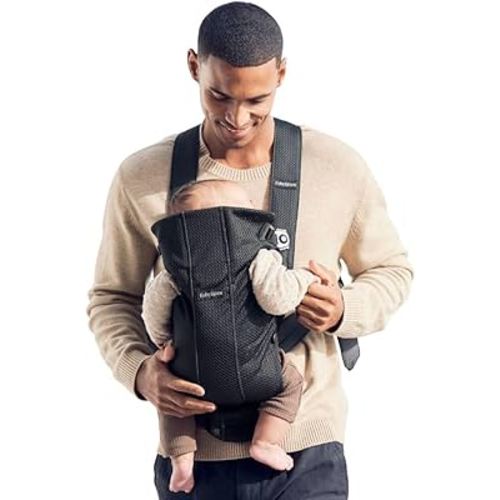 BabyBjörn Baby Carrier Mini, Black, 3D Mesh | Newborn Carrier (7-15 lbs), Ergonomic, Easy-to-Use