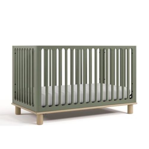 Storkcraft Sicily Deluxe 3-in-1 Convertible Crib with Toddler Guardrail Olive