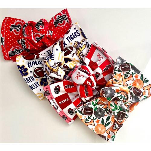 College Football Head wraps, Baby Turban, Bow, Hand-tied Bows, Handmade, Stretch,  Accessory, Adjustable Headbands, Ohio, Notre Dame, Mascot