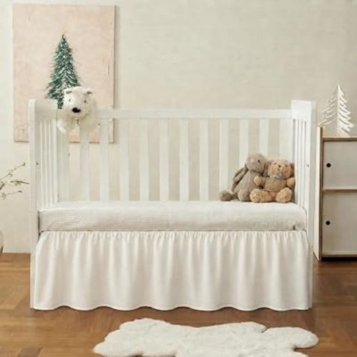 Ivory Crib Skirt Dust Ruffle, Microfiber Crib Bed Skirt