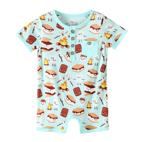 DREAMHALO Baby Boy Romper Toddler Boys Short Sleeve Shorts Soft Jumpsuit Outfit Viscose Made from Bamboo