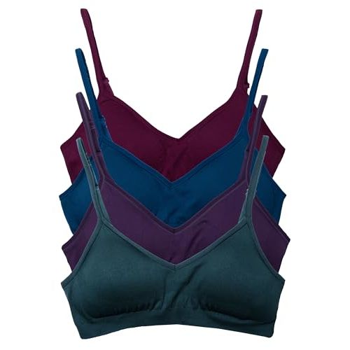 Kalon Womens 4 Pack Demi Padded Bralette Wireless Comfortable Bra