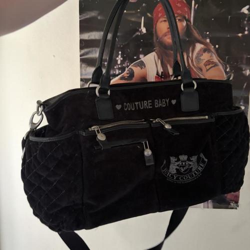 Juicy Couture Black Quilted Couture Baby Crossbody...