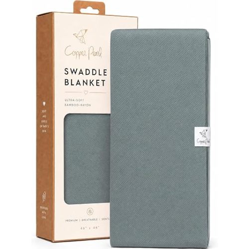 Copper Pearl Swaddle Blankets for Newborns | Soft Stretchy Receiving Blankets for Boys and Girls | Large 46 x 46 Inch Baby Blankets | Lightweight and Breathable Swaddles | Moss