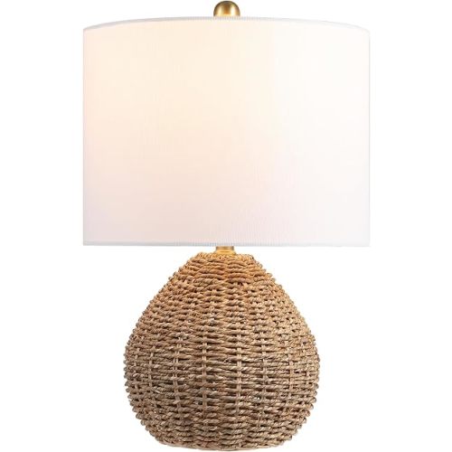 JONATHAN Y Kona 20.5" Rattan and Metal Table Lamp, Brown/Brass Gold