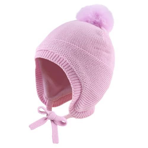 JANGANNSA Basic Winter Baby Boys Beanie Pompom Knitted Girls Hat Kids Earflap Beanies Warm Infant Toddler Hats