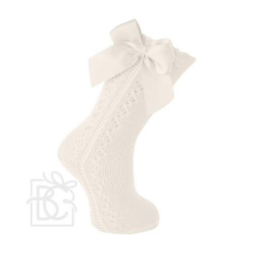 Carlomagno Natural Bow Kneehigh Socks - Ruffle Me This