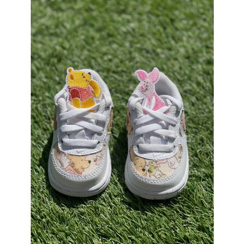 Winnie The Pooh & Piglet Style Toddlers/kids Custom Air Force 1’s