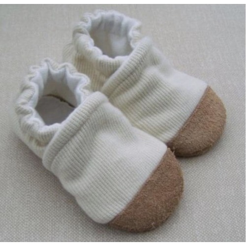 Natural, ORGANIC Cotton, Leather, Soft Sole, Baby Slippers, HANDMADE