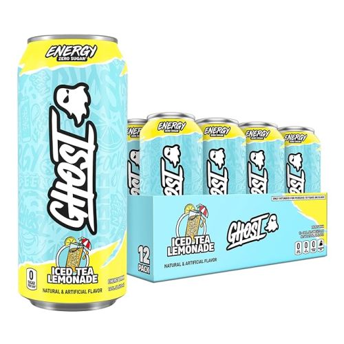 GHOST Energy Drink - 12-Pack, Iced Tea Lemonade, 16oz - Energy & Focus & No Artificial Colors - 200mg of Natural Caffeine, L-Carnitine & Taurine - Gluten-Free & Vegan
