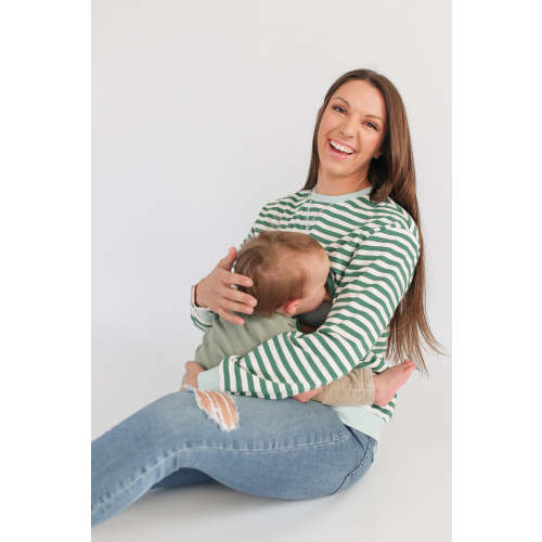 Oversized Fit Freestyle Stripe Breastfeeding Sweatshirt - EXTENDED CHA – Movemama