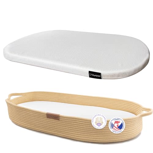 Baby Changing Basket, Portable Diaper Changing Pad, Moses Basket for Newborns, Changing Table Topper for Baby Nursery, Waterproof Travel Pad Cover