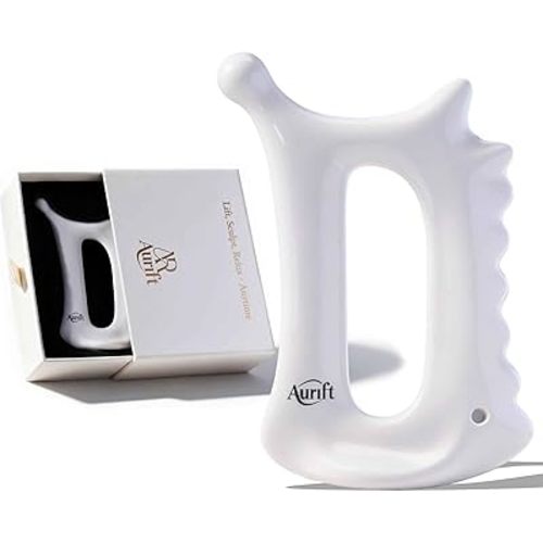 Ceramic 6‑in‑1 Gua Sha Tool for Face & Body, Jawline Sculpting, Double Chin Reduction, Lymphatic Drainage, Trigger Point Manual Massage Tool, Self-Care Gift Box for Women, White