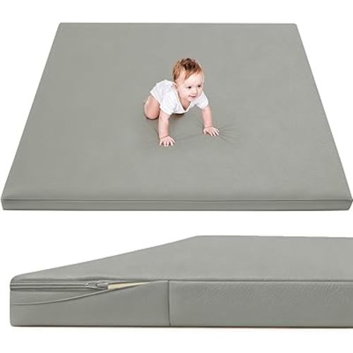 Waterproof Baby Play Mat for Floor 1.3" Thick Memory Foam 47 * 47 Cushion Playpen Playmat Tummy Time Crawling Mat Nursery Rug Pad Mattress Create Soft & Safe Area for Infants,Toddler,Kids,Grey