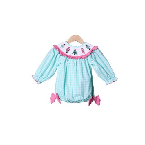 Smocked Nutcracker Ballet Gingham Bishop Bubble