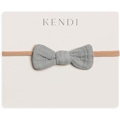 Colored Organics Baby Organic Cotton Dainty Bow Headband - Infant Girls - Mist Muslin
