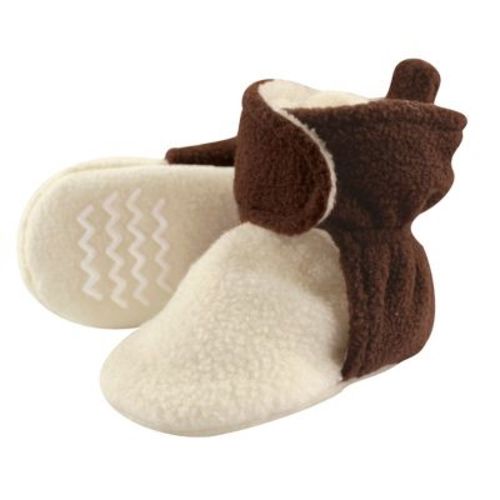 Hudson Baby Baby and Toddler Cozy Fleece Booties, Brown Cream