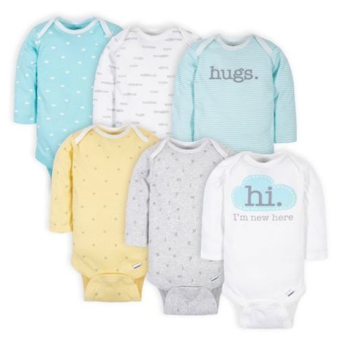 Gerber Baby Boys' Long Sleeve Onesies Bodysuits - 6-Pack