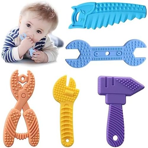 5PCS Baby Teething Toys, Silicone Sensory Chew Teether for Newborn Infant 0-6 9 12 18 Month ,Kids Travel Toys, BPA Free