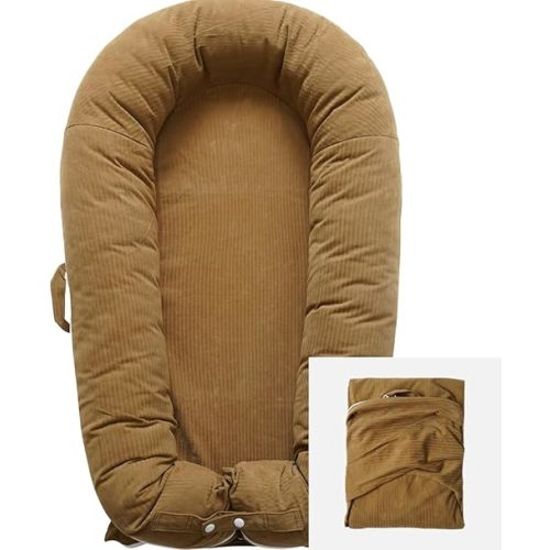 Deluxe Lounger Cover | 100% Cotton Baby Lounger Extra Cover for Dockatot Deluxe | Hypoallergenic Infant Baby Nest Replacement | Cover Only (GoldenBrown_Corduroy)