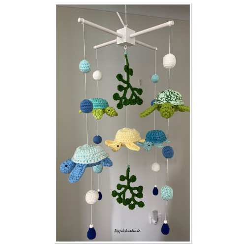 Handmade Crochet Mobile Turtles Day Out