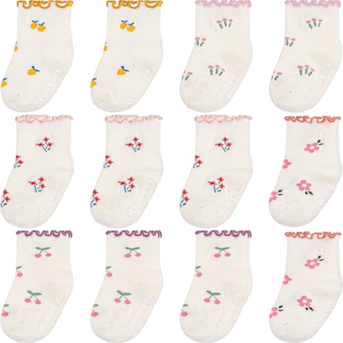 Baby Toddle Socks Grip Non Slip Kids Boys Girls Cotton 12 Pack Ankle Cute Newborn Socks
