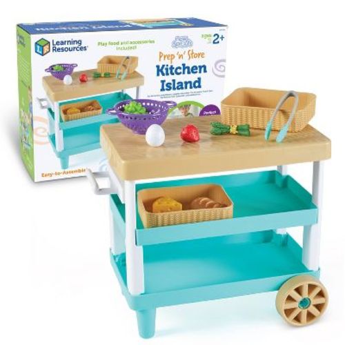 Learning Resources New Sprouts Prep-N-Store Kitchen Island: Toddler BPA-Free Plastic Baby Learning Toys, 11 Pieces