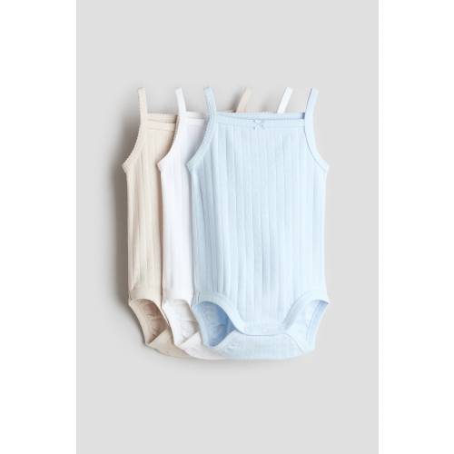 Light blue/light beige 3-pack Sleeveless Bodysuits for kids | H&M US