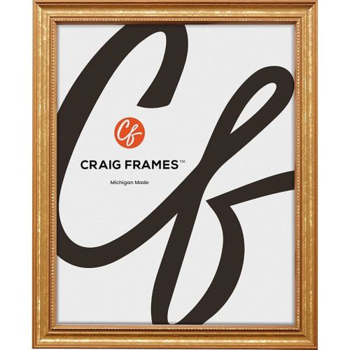 Craig Frames 12x18 Picture Frame, Gold Ornate Style, 3/4 Inch Wide Solid Wood Moulding with Vintage Beaded Detail, Glass and Backing Included, Wall Display Frame for Art and Posters