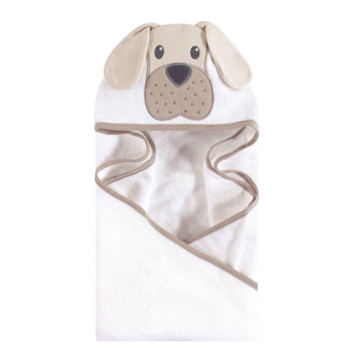 Hudson Baby Unisex Baby Cotton Animal Face Hooded Towel, Tan Puppy, One Size