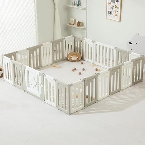 Baby Play Pen, 22 Panels Extra Large Baby Playpen, Foldable Play Pens for Babies and Toddlers, UFO Portable Baby Fence, Baby Gate Playpen, Baby Play Yard, Grey