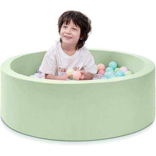 Foam Ball Pit for Toddlers, 35.4"x 11.8" Kids Ball Pit, Soft Round Baby Ball Pool, Ideal Gift for Girls and Boys, Indoor and Outdoor Game(Green, NO Balls)