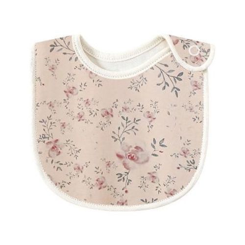 MyKids-Usa Baby Floral Print Covered Button Design Water Absorbing Bibs