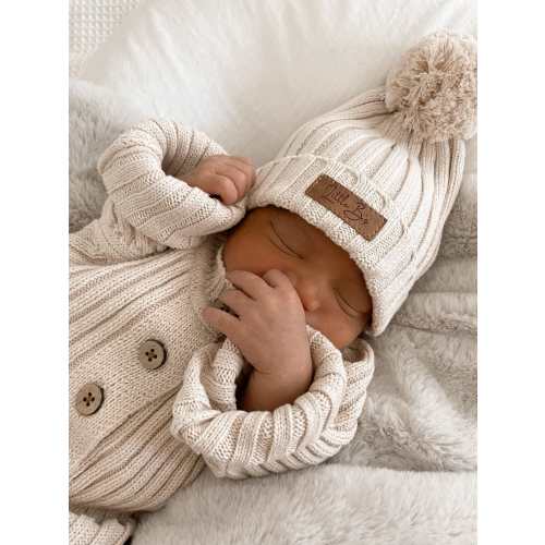 Knitted Cotton Ribbed Baby Beanie - Honey Milk | Little B's Nursery
