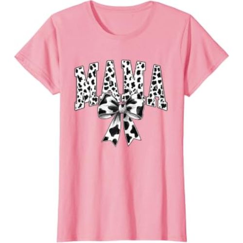Mama Cow Print Coquette Bow Mother's Day Western Mom Women T-Shirt