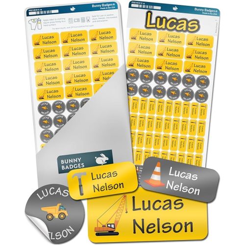Personalized Name Labels for Kids (75 Labels) - Custom Waterproof Name Stickers for Daycare, Clothing Tags, Water Bottles, Lunch Boxes and School Supplies (Solid Color)