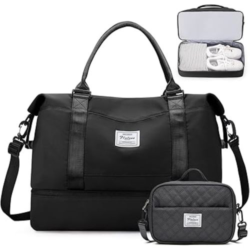 Weekender Bags for Women,Personal Item Travel Bag with Shoes Compartment
