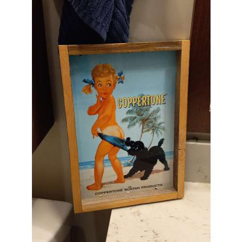 Vintage Coppertone Girl Wood Sign-Beach House Decor-Bathroom Sign FREE SHIPPING